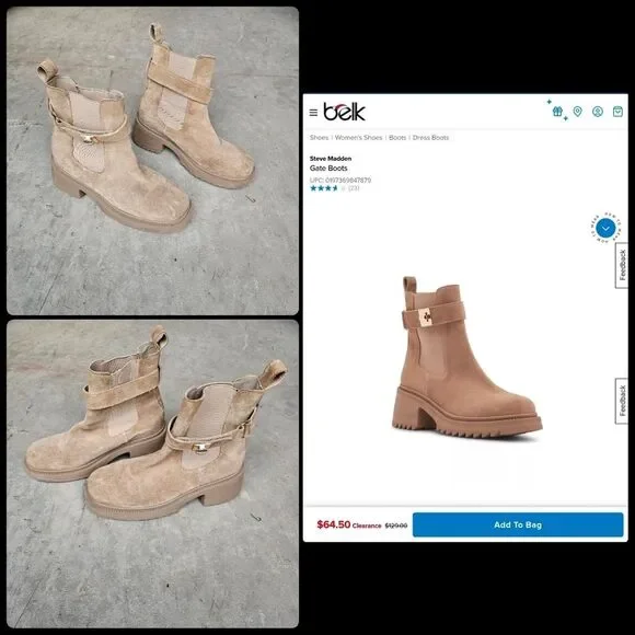 Steve Madden Gates Platform Taupe Suede Chelsea Boot sz 7.5 - Picture 2 of 8